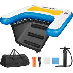 an inflatable swimming device with accessories