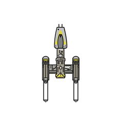 a drawing of a star wars droid with yellow lights on it's legs