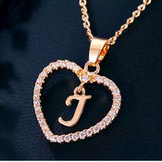 Brand New Gold Heart J Initial Necklace J Necklace Initial, J Initial Necklace, J Heart, Heart Gold Necklace, J Initial, J Necklace, Rapper Jewelry, Kitty Items, Necklace Initial