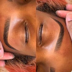 Threaded Eyebrows Black Women, Black Woman Eyebrows, Brow Tint Black Women, Tinted Brows Black Women, Eyebrow Shaping Black Women, Ombre Brows Black Women, Brow Tint Aesthetic, Microblading Eyebrows Black Women, Eyebrow Tinting Black Women