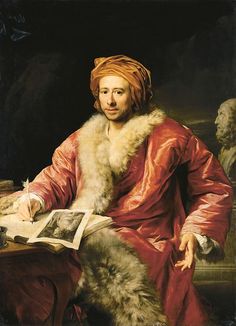 a painting of a man with a red turban and white fur on his head