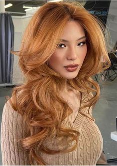 Good Colors To Dye Blonde Hair, Blowout Hair Ginger, Red Hair For Spring, Dyed Hair Trends, Cinnamon Copper Hair Color, Red Hair Blowout, Gingerbread Hair Color, Asian Ginger Hair, Ginger Hair Makeup