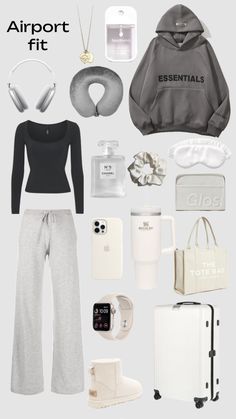 Aeroport Outfit, Road Trip Outfit Ideas, Stockholm Outfits, Cute Airport Outfit, Comfy Airport Outfit, Trip Hacks, Airport Fit, Cute Travel Outfits