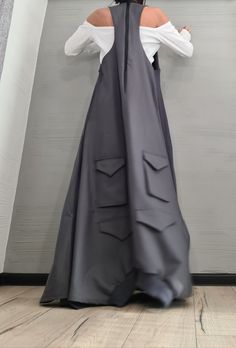 "Long Loose Dress Pockets, Grey Dress, Asymmetric Dress, Gothic Dress, Extravagant Deconstructed Dress, Sleeveless Dress, New collection ❤️ Extravagant designs and high quality fabrics! ❤️ Materials & Care Textile, Cotton , Polyester Hand wash at low temperatures. Do not machine dry. Do not iron. Do not dry clean! ❤️ Sizing We can make your piece from XS to 5XL! Everything in the shop can be also made according to your measures free of charge! ❤️ Shipping ✈ Ready to ship The time I need to p Sleeveless Lagenlook Dress With Pockets, Lagenlook Sleeveless Dresses With Pockets, Deconstructed Dress, Long Loose Dress, Dress Extravagant, Fashion Forms, Dress Pockets, Asymmetric Dress, Relaxed Outfit