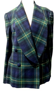 Elevate your wardrobe with this stunning New Ralph Lauren Collection Purple Label Tartan Plaid Dress Jacket Blazer in size 8. Crafted from a luxurious wool cashmere blend, this mid-length blazer features a collared neckline, long sleeves, and a button closure. The plaid pattern and multicolor design make it a versatile piece suitable for any occasion, from formal to casual, travel to workwear. Whether you're dressing up for a party or dressing down for a weekend brunch, this blazer is a perfect addition to your collection. Ideal for the winter, fall, and spring seasons, it is a basic jacket that will make you stand out in a crowd. Upgrade your style with this gorgeous blazer from the Ralph Lauren Collection. Collared Winter Formal Blazer, Winter Formal Collared Blazer, Fall Season Semi-formal Collared Blazer, Semi-formal Fall Collared Blazer, Semi-formal Shawl Collar Blazer For Fall, Classic Long Sleeve Tweed Jacket For Career, Tailored Fall Blazer With Shawl Collar, Tailored Shawl Collar Blazer For Fall, Fall Formal Collared Blazer