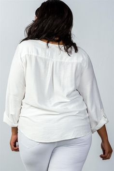 Expertly designed for plus size women, this blouse features a Stand-up collar and roll tab sleeves for versatile styling options. Made with high-quality materials, it offers comfort and durability. Perfect for work or a night out, this blouse is a must-have staple for any wardrobe. 🖤 Complete the look: Pair with flat shoes and dressy shorts a chic summer outfit. Add cardigan and dressy white pants for a stylish, layered look. Dress it up jeans and mules for more polished ensemble. 🖤 Features P Stand Collar Blouse, Burgundy Jumpsuit, Plus Size Blouse, Blouse Models, Collar Blouse, Affordable Clothes, Plus Size Blouses, Polished Look, Stand Up