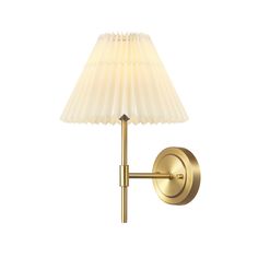 a wall light with a white shade on the top and bottom part of it's arm