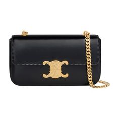 Women's Triomphe Shoulder Bag in Shiny Calfskin | CELINE | 24S Timeless Rectangular Shoulder Bag With Gold-tone Logo, Elegant Rectangular Shoulder Bag With Gold-tone Logo, Elegant Shoulder Bag With Gold-tone Logo For Everyday Luxury, Elegant Shoulder Bag With Gold-tone Logo For Business, Elegant Top Handle Shoulder Bag With Gold-tone Logo, Elegant Shoulder Bag With Top Handle And Gold-tone Logo, Elegant Shoulder Bag With Gold-tone Logo And Top Handle, Elegant Calf Leather Shoulder Bag With Gold-tone Logo, Luxury Tan Shoulder Bag For Formal Occasions