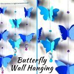 the butterfly wall hangings are blue and white