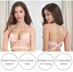 FREE SHIPPING Women U Bra Backless Low Cut Push Up OUT0961 Super Push Up, Low Neckline, Bra Women