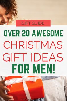 Photo of a girl covering the guys face with her hand and giving him a red present. Over 20 awesome Chrismas gift ideas for men! What To Get Him For Christmas, Gifts For Men Who Have Everything, Best Mens Christmas Gifts, Thoughtful Gift Ideas For Him, 20 Christmas Gift Ideas, Small Xmas Gifts, Gifts For Young Men