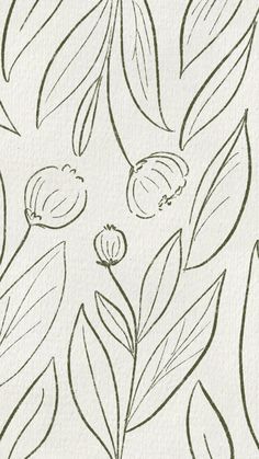 a drawing of leaves and flowers on paper