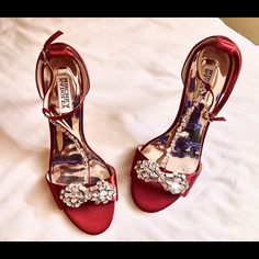 Brand New Badgley Mischka Satin Heels Originally Purchased At Nordstrom Size 8 Red Jewel, Badgley Mischka Shoes, Satin Heels, Formal Gown, Badgley Mischka, Shoes Women Heels, Shoes Heels, Nordstrom, Prom