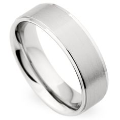 men's wedding band in 18k white gold with high polished finish, 6mm width