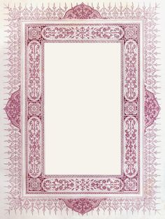 a red and white frame with an ornate design on the bottom, in front of a white background