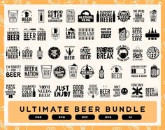 the ultimate beer bundle is shown in black and white, with an orange border around it