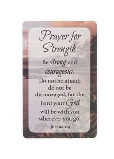 a card saying prayer for strength and courageousness