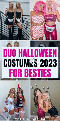 halloween costumes for women with the words, do halloween costumes for besties? on them