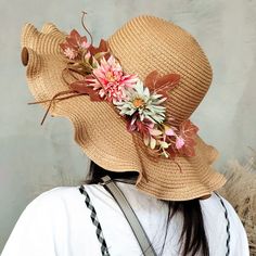 Summer Women Straw Hat with Flowers Wide Brim Wavy Brim Straw Hat Panama Hats Female Lady Outdoor Foldable Beach Sun Cap Department Name: ADULT Applicable Scene: OUTDOOR Gender: WOMEN Feature: Sun Protection Style: Casual Item Type: Sun Hats Choice: yes Hat With Flowers, Polish Christmas, School Pencil Case, Sun Cap, Head Accessories, Homemade Cakes, Wide Brimmed, Earring Backs, Straw Hat