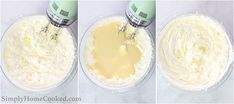 three images showing how to make whipped cream