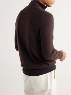 Inspired by the uniform of Loro Piana's Classic Car Team, this 'Roadster' half-zip sweater is designed with motorsport enthusiasts in mind. It's been spun in Italy from soft cashmere, patterned with navy and rust stripes and ribbed at the edges to give it a little structure Loro Piana Men, Latest Sweater, Sweater For Men, Classic Sweater, Half Zip Sweaters, Loro Piana, Beige Sweater, Brown Sweater, Green Sweater