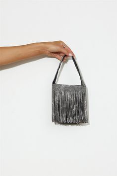 Mini bucket bag. Diamante fringe. Detachable long strap. Your party 'fits need this bag. The Dripping Diamonds Bag features a diamante fringe and a detachable long strap, allowing you to wear it two ways. Mini Bucket Bag, Party Fits, Mini Bucket Bags, Mini Bucket, Wear It, Need This, Bucket Bag, Online Store, Diamonds