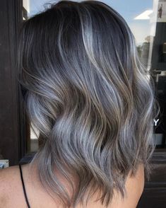 Soft Beige and Gray Highlights for Dark Hair Blond Cenușiu, Balayage Hair Grey, Ash Balayage, Grey Blending, Gray Balayage, Short Hair Highlights, Black Hair Balayage, Grey Highlights, Ash Blonde Balayage