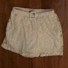 Short Shorts Lace Over Top Smoke Free Home Pet Free Home Floral Lace Shorts, Boutique Couture, Short Shorts, Lace Overlay, Charlotte Russe, Floral Lace, Lace Shorts, Color White, Womens Shorts