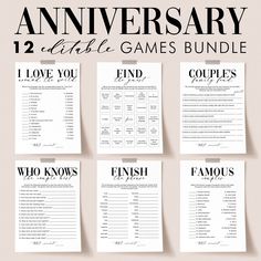 the wedding anniversary game bundle is shown in black and white