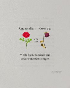 an image of two roses with spanish words above them on a white paper background that says, algumos daas orros dias y cereci ben, no rines que poder con tod semes que