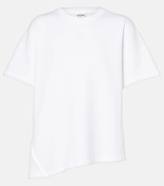 Cotton-blend T-shirt in white - Loewe | Mytheresa Modern Cotton Short Sleeve Tops, Modern Short Sleeve Cotton Tops, Modern Cotton T-shirt With Short Sleeves, Silk Midi Skirt, Color Name, Luxury Women, Color Names, Short Tops, Designing Women