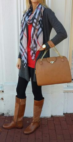 plaid scarf, boots, bag Moda Chic, Fall Winter Wardrobe, Mode Chic, Mein Style, Work Wardrobe, Looks Style, Mode Style, Fall Winter Outfits, Moda Casual