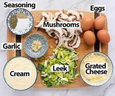 ingredients to make an egg salad on a cutting board