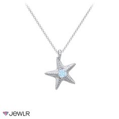 Create the perfect gift for all the little stars of your life with this sparkling starfish charm. Personalize this necklace with a 3mm genuine or simulated birthstone or favorite gemstone color. Handcrafted in sterling silver, white, yellow, or rose gold with a choice of chain lengths.

For safety, please do not leave young children unattended while wearing jewelry. Sterling Silver Star Gemstone Jewelry, Anniversary Star-shaped Birthstone Jewelry, Starfish Charms Jewelry For Gifts, White Star-shaped Jewelry With Starfish Charm, Starfish Charms Jewelry For Gift, Starfish Charms Jewelry As Gift, Starfish Charms Jewelry As A Gift, Ocean-inspired Starfish Charms Jewelry, Sterling Silver Star Birthstone Necklace