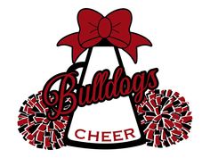 the bulldog's cheer bell is adorned with a red bow