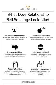 Explore how to identify and overcome patterns of self sabotage in relationships. Learn about the underlying causes of destructive behaviours and discover effective strategies to break the cycle. Embrace the journey towards more fulfilling and supportive partnerships, where you can thrive together without the barriers of self sabotage | self sabotaging behaviors | self sabotaging in relationship | healthy relationship advice | relationship dynamics | supportive partner | Avoid Self Sabotage, Self Sabotaging In Relationship, Self Sabatoge Relationships, Sabotaging Relationships, Supportive Partner, Self Sabotaging, Unresolved Issues, Destructive Relationships, Breaking The Cycle