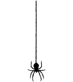 a black and white image of a spider hanging from a pole with its legs spread out