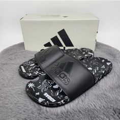 New Adidas Adilette Comfort Sandal Men's Slides Size 9 Brand New With Box Regular Fit Slip-On Construction Bandage Upper Contoured Footbed Eva Outsole Product Color: Core Black / Core Black / Cloud White Product Code: If3057 Adidas Synthetic Slides For Streetwear, Summer Black Adidas Sandals, Black Slip-on Flip Flops For Leisure, Adidas Logo Synthetic Sandals For Streetwear, Adidas Black Slides For Summer, Adidas Black Sport Sandals For Summer, Adidas Slide Sandals For Streetwear, Black Adidas Logo Sandals, Black Adidas Slides For Summer