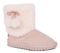 Snuggle your feet and ankles with this fuzzy, warm sheepskin cuffed boot featuring fun pom-pom detailing. From Cloud Nine Sheepskin. Dollette Shoes, Christmas Disney Outfits, Snow Outfits, Fuzzy Boots, Christmas Disney, Disney Outfit, Snow Outfit, Cloud Nine, Boot Cuffs