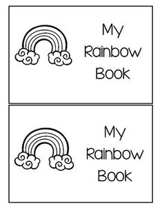 two coloring pages with the words my rainbow book written in black and white on them