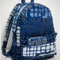 New W/O Price Tag Is An Overstock Outlet (Has Black Line Going Thru Cloth Label Name On Inside To Prevent Store Return) Authentic Momo X Free People Backpack -Made In Indigo Cotton Hemp Patchwork Hand Made Cotton Inside Lining Slouchy Silhouette Top Handle Zipper Closure - Measures Approx. 17.5" X 14.5" X 6" Blue Denim Backpack For Everyday Use, Blue Denim Backpack, Casual Blue Patchwork Bag, Blue Canvas Standard Backpack, Everyday Use Standard Backpack With Patchwork, Blue Cotton Standard Backpack, Trendy Blue Patchwork Bags, Everyday Patchwork Standard Backpack, Standard Patchwork Backpack For Everyday Use