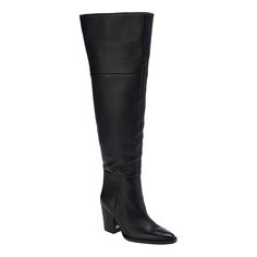 Vince Camuto Paulie Over the Knee Leather Boot This over-the-knee boot is simply chic and adds an elevated finish to any outfit with its slouchy details and quality details. This over the knee boot with a 21.5 in shaft height sits atop a 3 in heel with a western inspired snip toe with extended leather welt. The boot has a 1/4 inside zip for easy entry and padded footbed for all day comfort. Chic Fall Platform Boots For Work, Chic Platform Boots For Fall Workwear, Chic Tall Leather Mid-calf Boots, Chic Leather Mid-calf Boots, Chic Tall Leather Knee-high Boots, Chic Tall Knee-high Leather Boots, Wide Calf Knee-high Boots With Stacked Heel For Work, Chic Wide Calf Knee-high Boots For Fall, Chic Platform Boots With Stacked Heel For Work