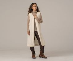 "Boiled Wool Vest, Long Vest, Beige Vest Women ABOUT THE VEST: Boiled Wool Vest, Warm Vest, Casual Vest, Long Vest, Winter Vest, Straight Vest, Street Vest, Sleeveless Vest Casual style with warm and cozy touch and ideal for your body fit. This is a universal item that will enrich your style. The design is with quality wool mix fabric. We offer you in different colors. Please check the colors. It is perfect for Valentine's gift. *COMPOSITION* BOILED WOOL *CARE* Delicate machine wash at 30oC or G Sleeveless Sweater Cardigan, Cardigan Vest Sleeveless, Ivory Cardigan, Beige Vest, Angora Sweater, Fluffy Sweater, Gilet Long, Winter Vest, Long Vest