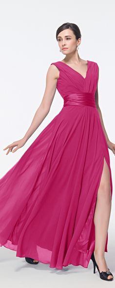 Hot pink Abendkleider mit Schlitz V Schnit Abiballkleider lang Hot Pink Formal Dress, Fuschia Bridesmaid Dresses, Hot Pink Bridesmaid Dresses, Hot Pink Bridesmaids, Pink Formal Dress, Morgan Dress, Long Formal Dress, Pink Formal Dresses, Mob Dresses