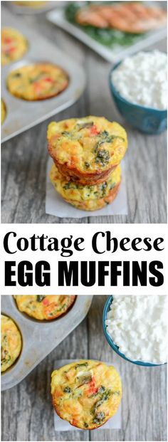 egg muffins with cottage cheese and spinach on top