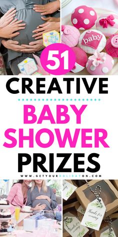 baby shower prizes with the text 51 creative baby shower prizes