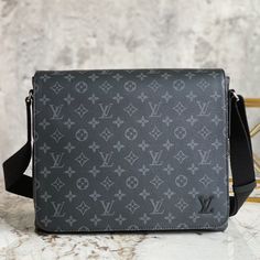 Louis Vuitton Men's District Messenger Bag - Black - LCH All High Quality Luxury Brands Copies Designer Rectangular Travel Bag With Removable Pouch, High-end Black Bag With Large Capacity, Designer Square Satchel For Travel, Designer Black Rectangular Travel Bag, Designer Briefcase With Large Capacity And Double Handle, High-end Large Capacity Black Bag, Designer Business Satchel With Large Capacity, Business Crossbody Satchel With Dust Bag, Business Bags With Double Handle