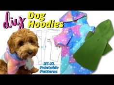 a dog wearing a shirt and tie next to it's hoodie with the pattern on