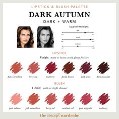 Lipstick Dark Autumn, Deep Autumn Color Palette Lipstick, Makeup For Dark Autumn Skin Tones, Tci Dark Autumn, Lipstick Deep Autumn, Lipstick For Dark Autumn, Lipstick For Autumn Type, Dark Autumn Lipstick Palette