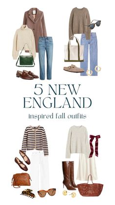 Five New England inspired fall outfits to buy now and wear later. Autumn England Outfit, England Dress Style, Timeless Outfits Plus Size, Maine Clothing Aesthetic, Maine Womens Fashion, New England Autumn Outfit, Timeless Style Aesthetic, Timeless Preppy Style, New England Preppy Style Winter